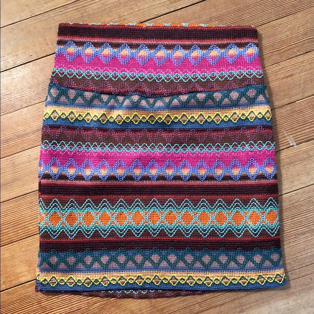 Knit rainbow mini skirt